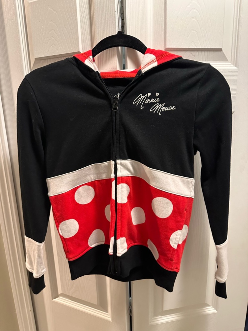 Disney Minnie Mouse Black, Red & White Hooded Zip-Up